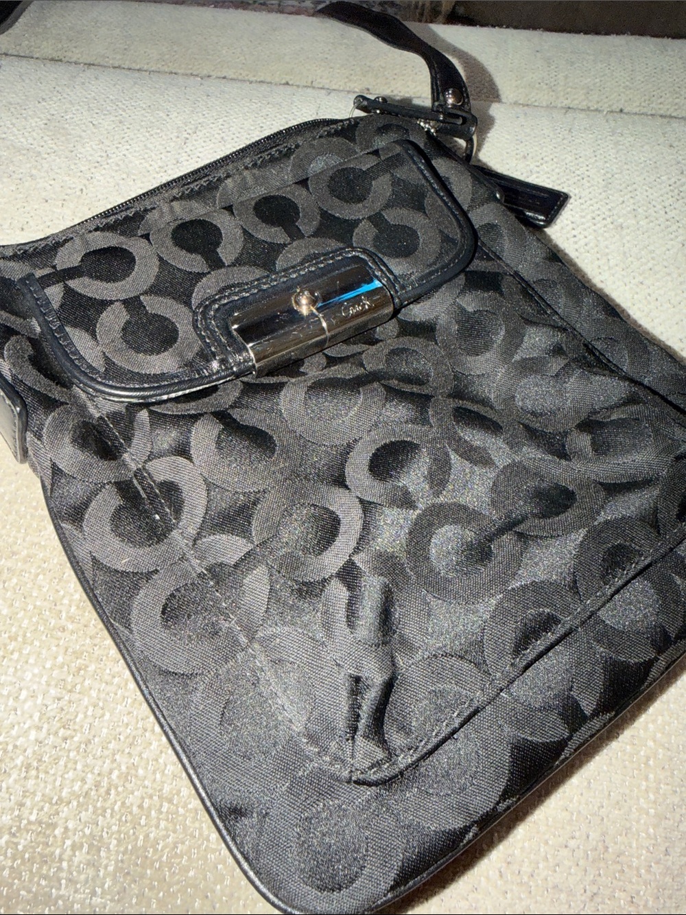 Coach Black Signature Monogram Crossbody Bag